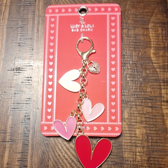 Accessories - Heart Bag Charm - Red and Pink